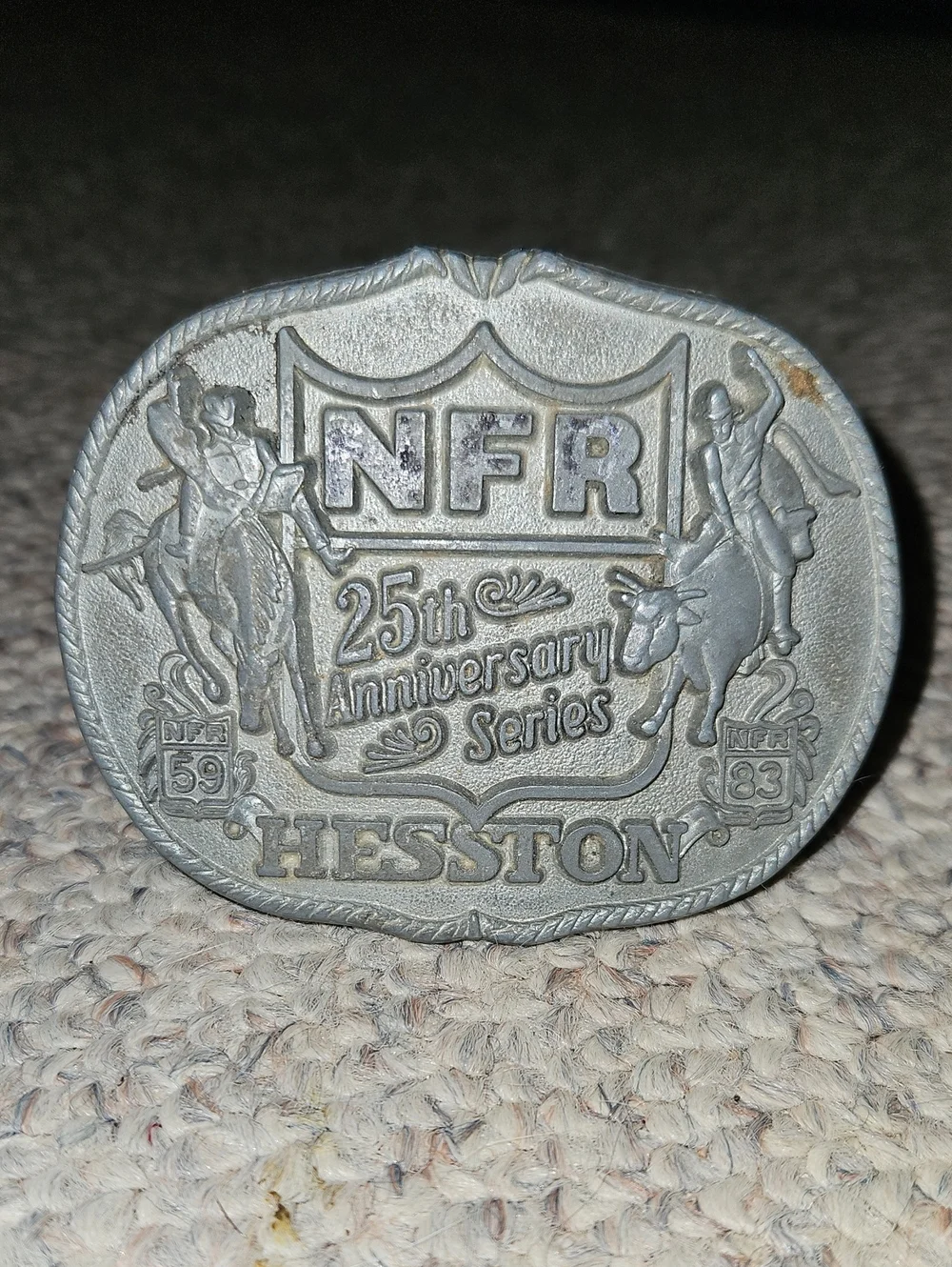 Vintage Hesston NFR 25th Anniversary Belt Buckle - Silver Tone